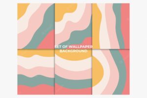 Set of wallpaper colorful wave background template