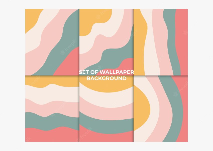 Set of wallpaper colorful wave background template