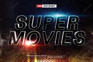 Silver black super movies cinematic 3d editable text effect style