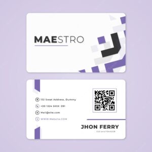 Simple elegant white purple business cards template