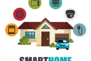 Smart home technology set icon