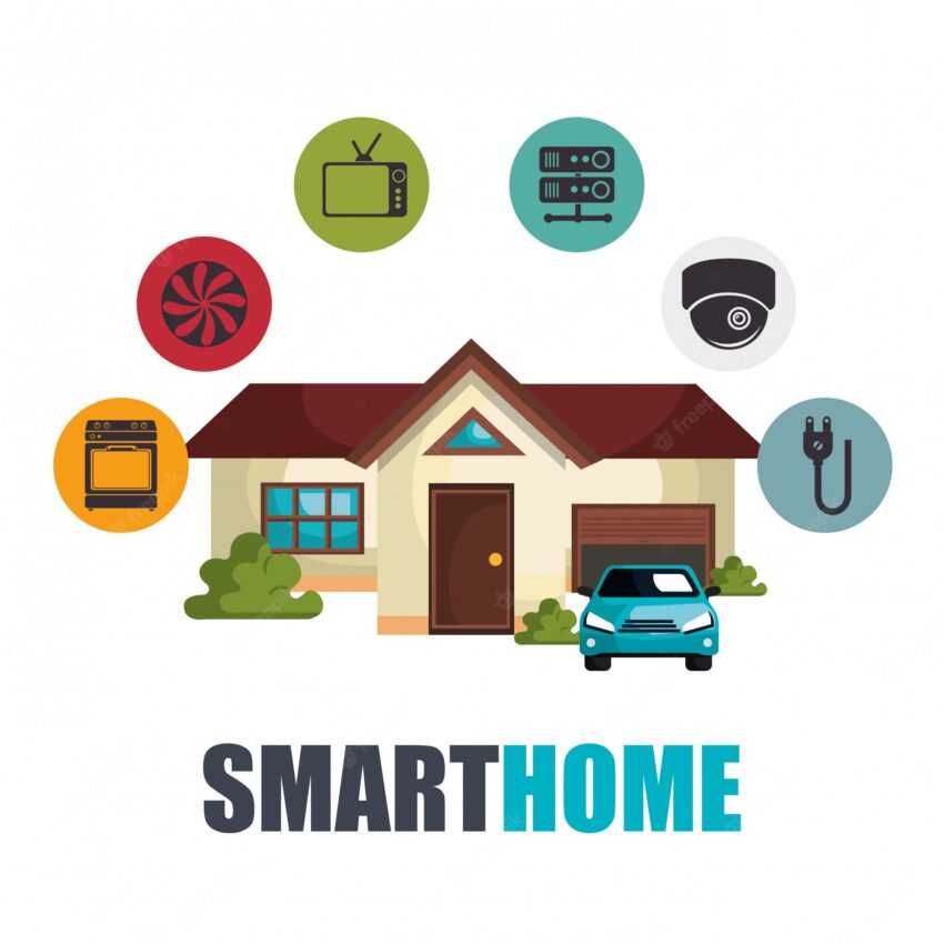Smart home technology set icon