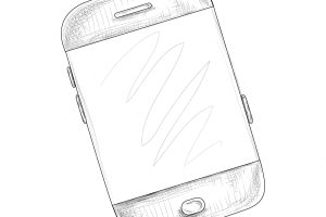 Smartphone in hand drawn style vector illustration