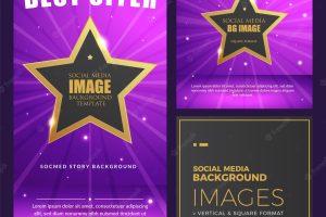 Social media background vertical and horizontal format purple color