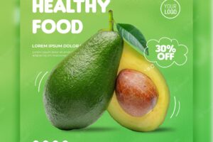 Social media banner healthy food healthy wholesome food