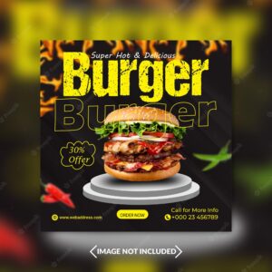Social media burger food banner post template