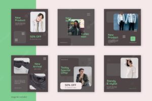 Social media feed post template for fashion business premium pds