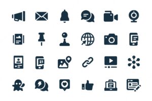Social media icon set. fillio black icon series.