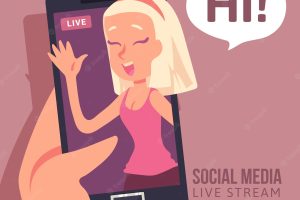Social media live streaming with flat design
