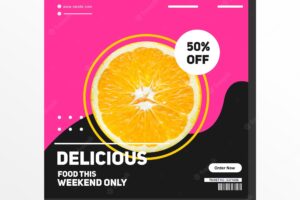 Social media template food and fruits design