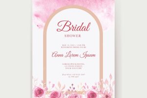 Soft pink watercolor floral bridal shower invitation template