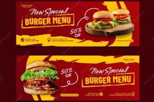 Special burger menu banner template design