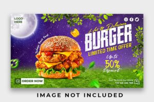 Special delicious burger  web banner design template