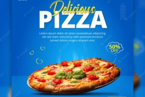 Special delicious pizza food menu social media post template