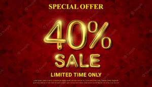 Special offer 40 percent off selling vector with golden 3d number