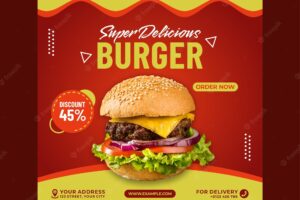 Special super delicious burger food menu social media and banner template