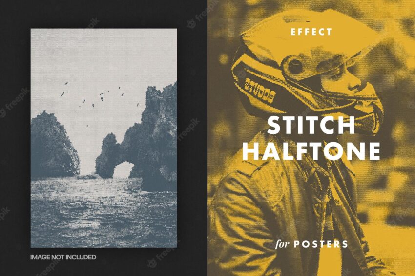 Stitch halftone photo effect for posters