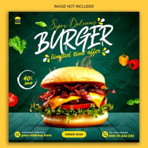 Super delicious burger social media post design