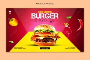 Super delicious burger social media post web banner template.