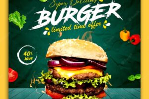 Super delicious burger social media post