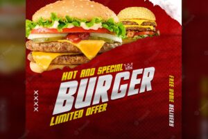 Super delicious food burger instagram post design template