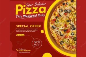 Super delicious pizza social media cover template