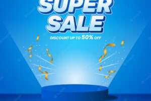 Super sale banner promotion 3d design
