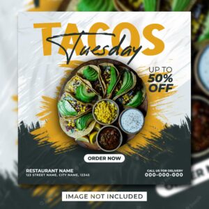 Tacos sale flyer social media post template banner