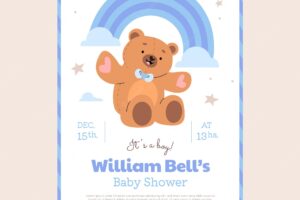 Teddy bear baby shower invitation template