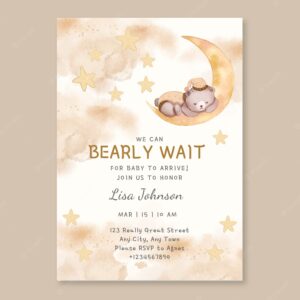 Teddy bear baby shower invitation template