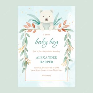 Teddy bear baby shower invitation template