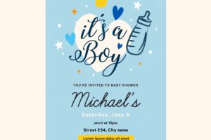 Template for baby shower invitation for boy
