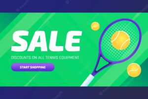 Tennis sport and activity horizontal sale banner template