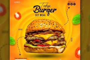 Today burger set meal food social media post or promotional banner design template