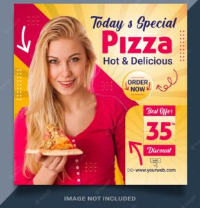 Today special pizza social media post design template promotional branding for restaurant