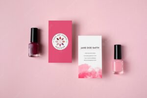 Top view on nails business card mockup