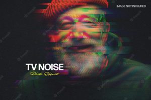 Tv noise glitch photo effect