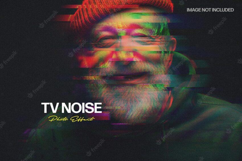 Tv noise glitch photo effect