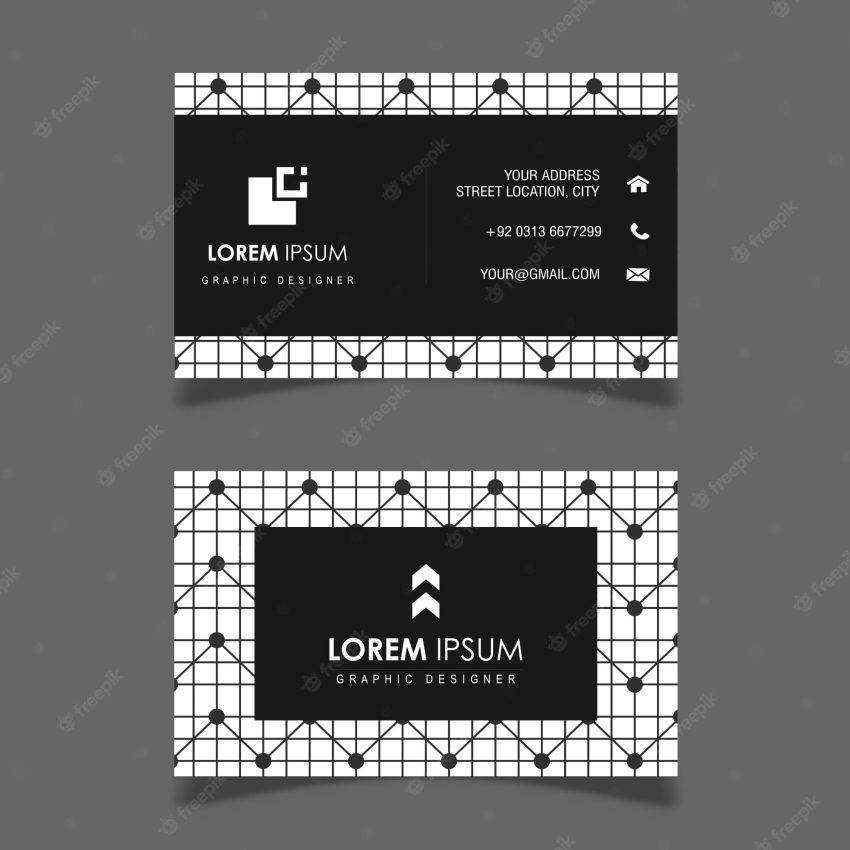 Vector black and white geometric pattern business card