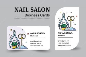 Vector flat set of business cards for nail salon