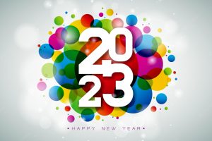 Vector happy new year 2023 illustration with white number on colorful background