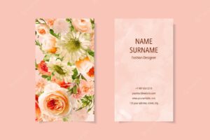 Vertical business card in floral design