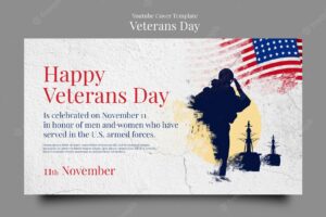Veterans day youtube cover template with cracked concrete texture