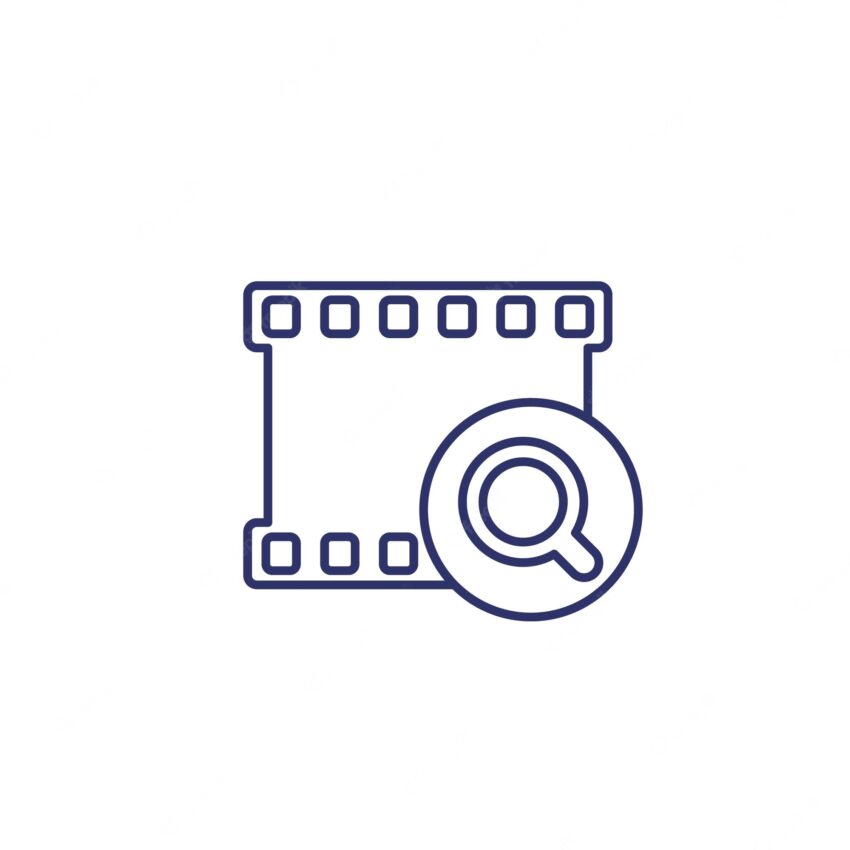 Video search vector line icon on white