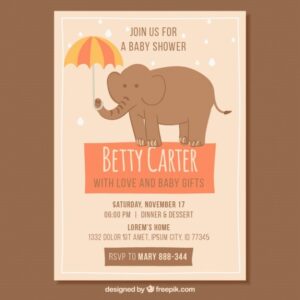 Vintage baby shower invitation with elephant