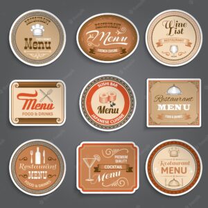 Vintage menu labels