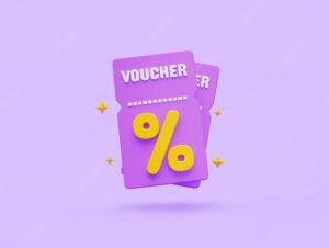 Voucher icon sale or buy special discount promotion marketing purchase checkout e commerce online shopping 3d illustration