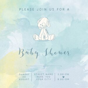 Watercolor baby boy shower card