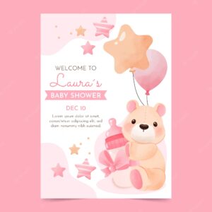 Watercolor baby shower party poster