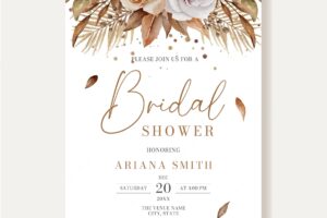 Watercolor boho bridal shower invitation